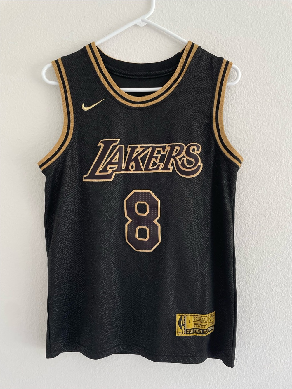 Nike Lakers Kobe Bryant Black Mamba Golden Edition Jersey, Size Large